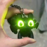 Light-Up Dragon Eye Keychain White LED Glow Eyes Cute Cartoon PVC Keyring Black