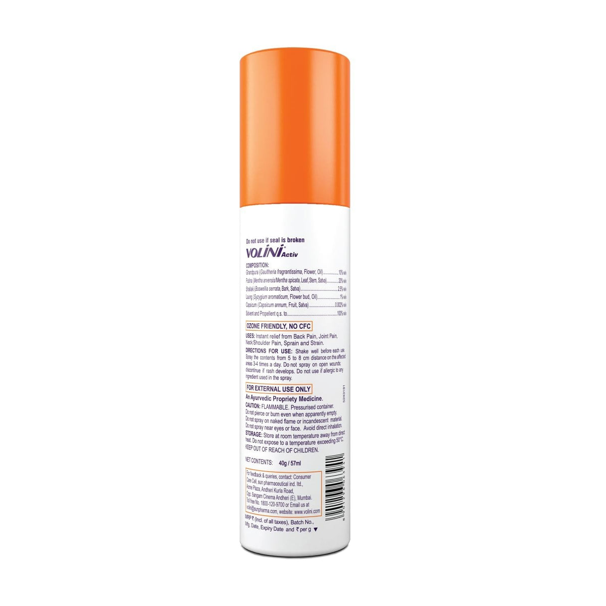 1 Pc X Volini Pain Relief Spray 40 gm, Joint Body muscle pain/FREE SHIP