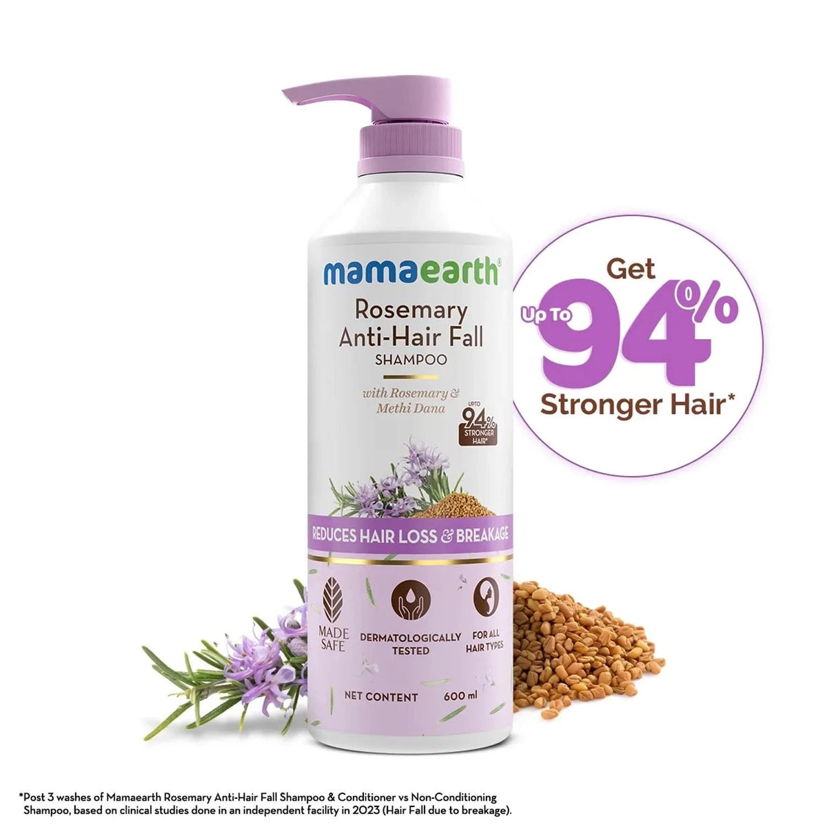 Mamaearth Rosemary Anti Hair Fall Shampoo 600ml Sulphate Free Unisex-FREE SHIP
