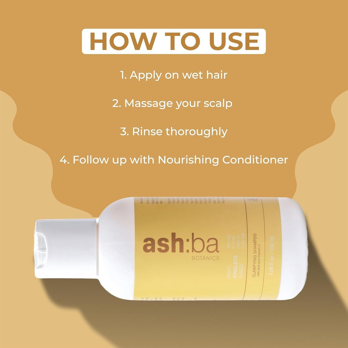 Ashba Botanics Clarifying Shampoo 100ml Deep Cleanse Anti-Buildup Sulphate Fre