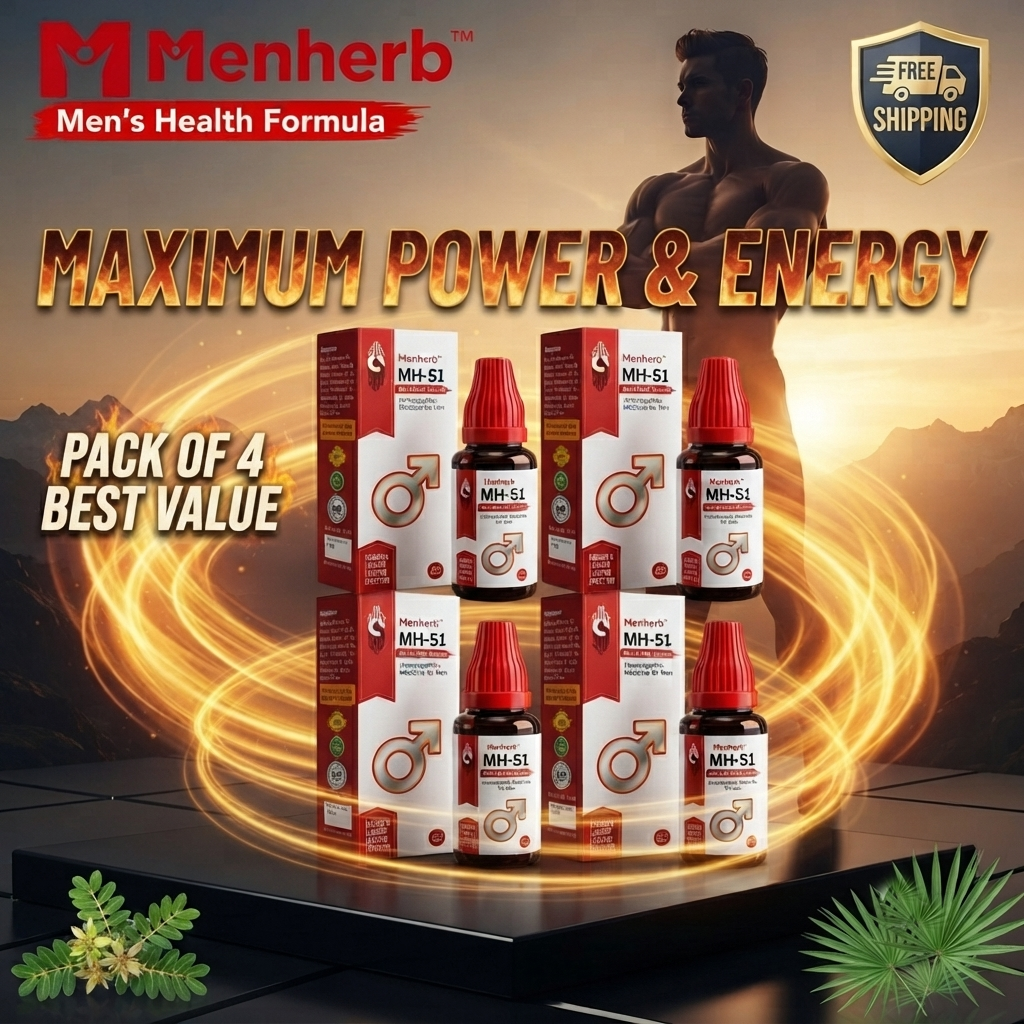 Menherb MH-51 Homeopathic Drops 30ml Men's Formula Pack of 4