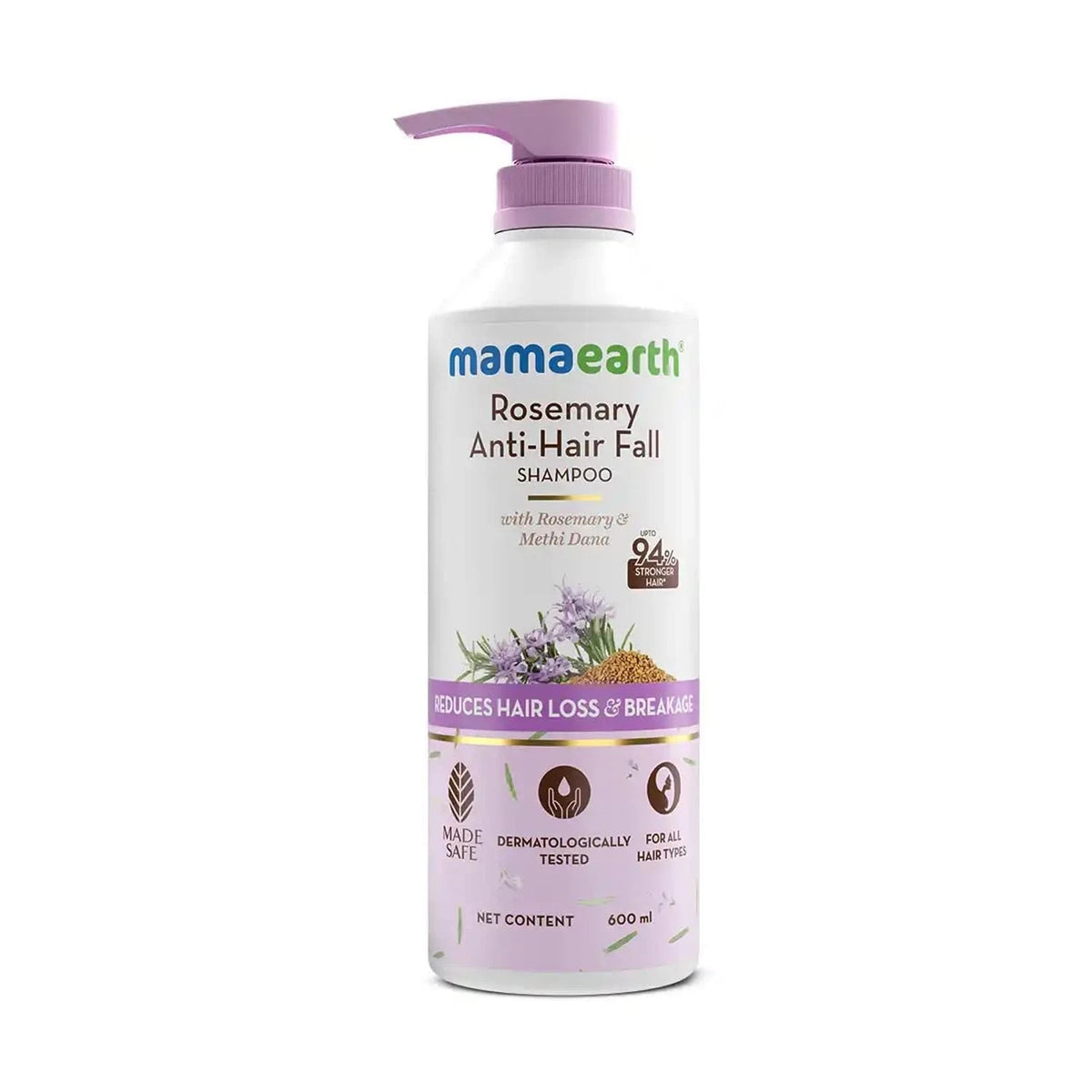 Mamaearth Rosemary Anti Hair Fall Shampoo 600ml Sulphate Free Unisex-FREE SHIP