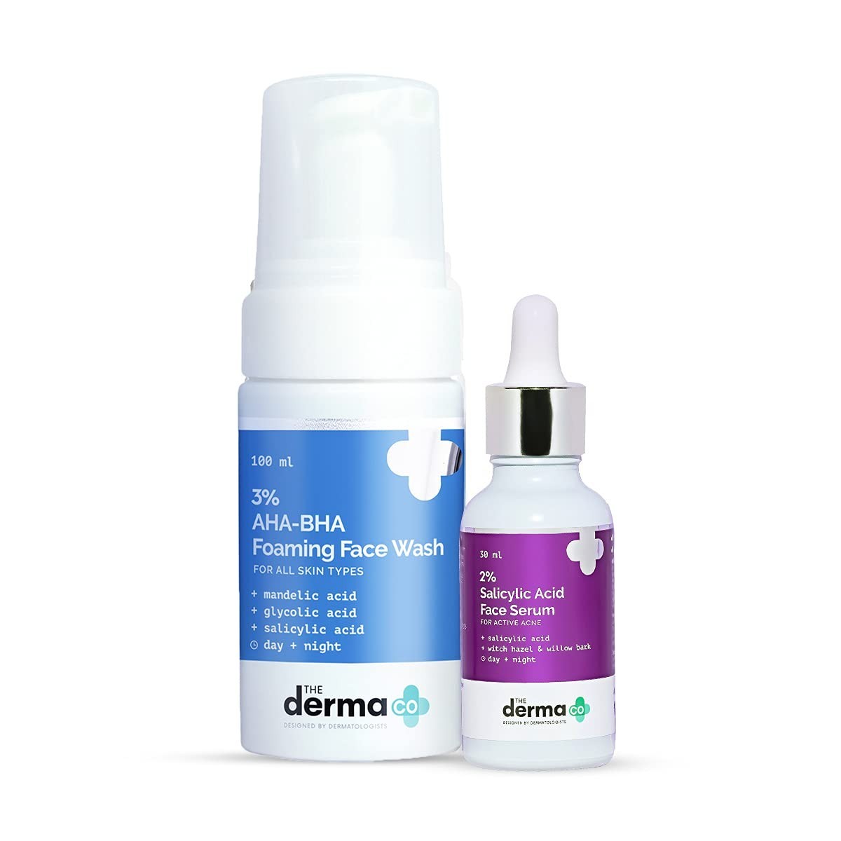 The Derma Co Bye Bye Acne Combo AHA BHA Face Wash &amp; Serum for Acne