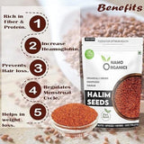 Namo Organics Halim Seeds, Aliv Seeds For Eating &amp; Hair Growth 400gm Organic