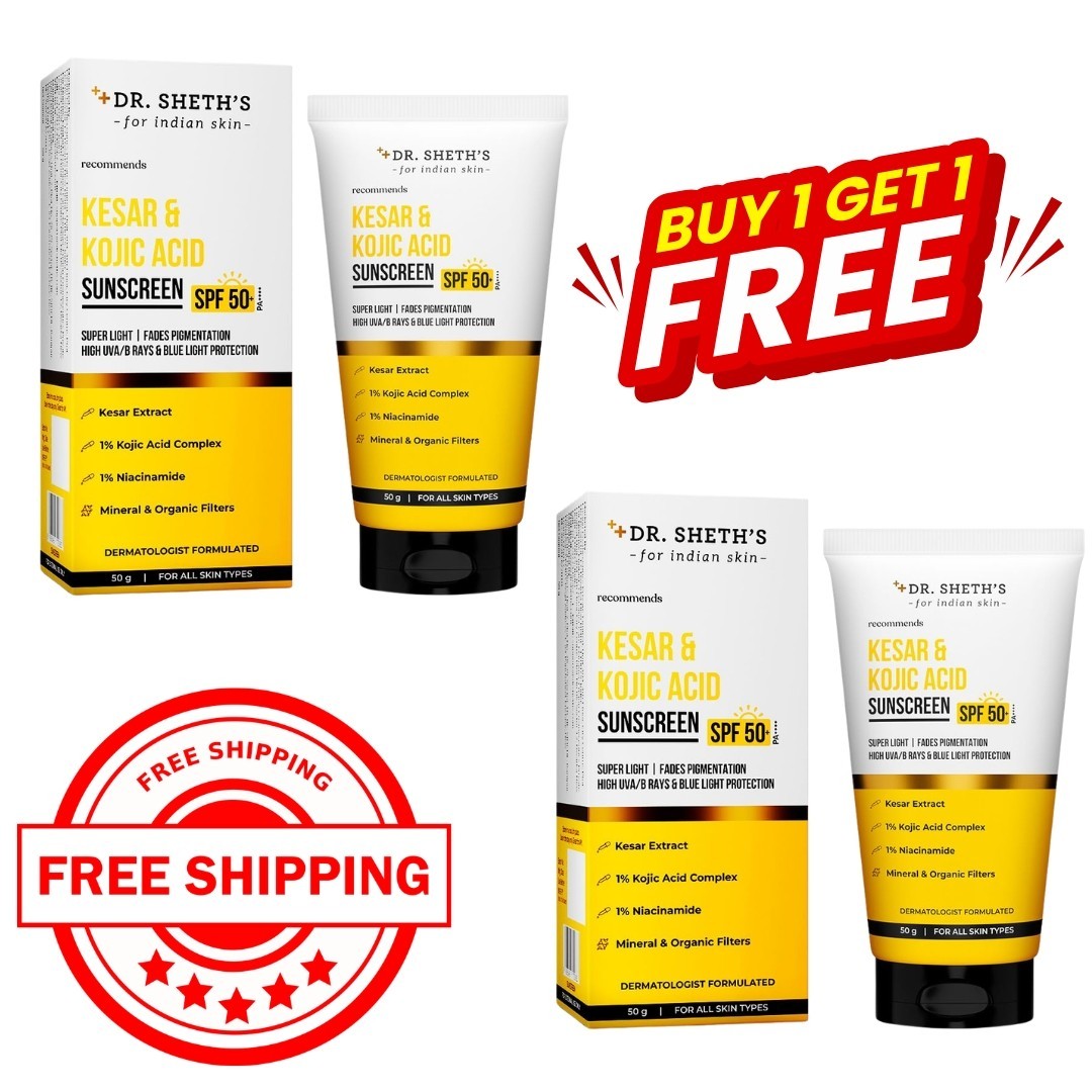 2X Dr. Sheth's Kesar &amp; Kojic Acid Sunscreen SPF 50+ (50 g each)+ free shipping