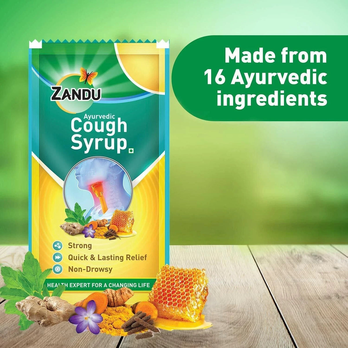 Zandu Ayurvedic Cough Syrup pack of 10 Pouch Herbal Formula+Free Shipping
