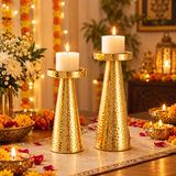 Set of 2 Hammered Candle Holders, 7.5in Tall Table Decor, Free Shipping