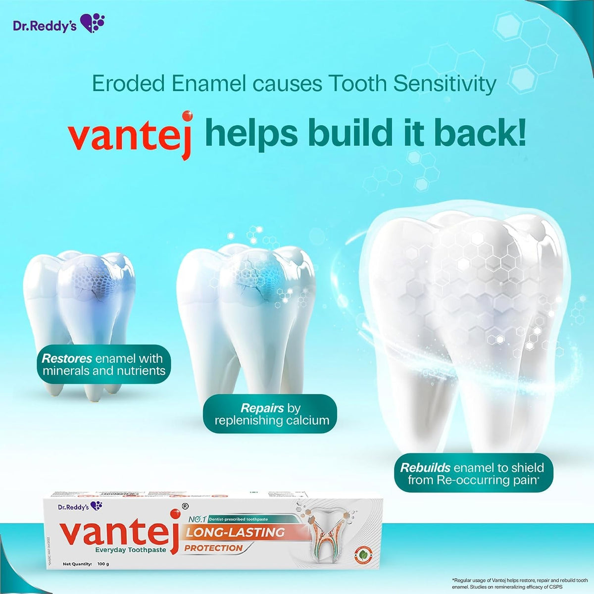 Vantej Toothpaste for Sensitive Teeth Long Lasting Desensitizing Care 100g