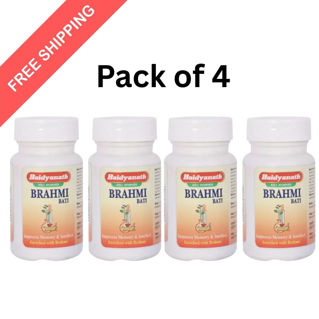 4X Baidyanath Brahmi Bati 80 Tablets Herbal Ayurvedic Memory Wellness
