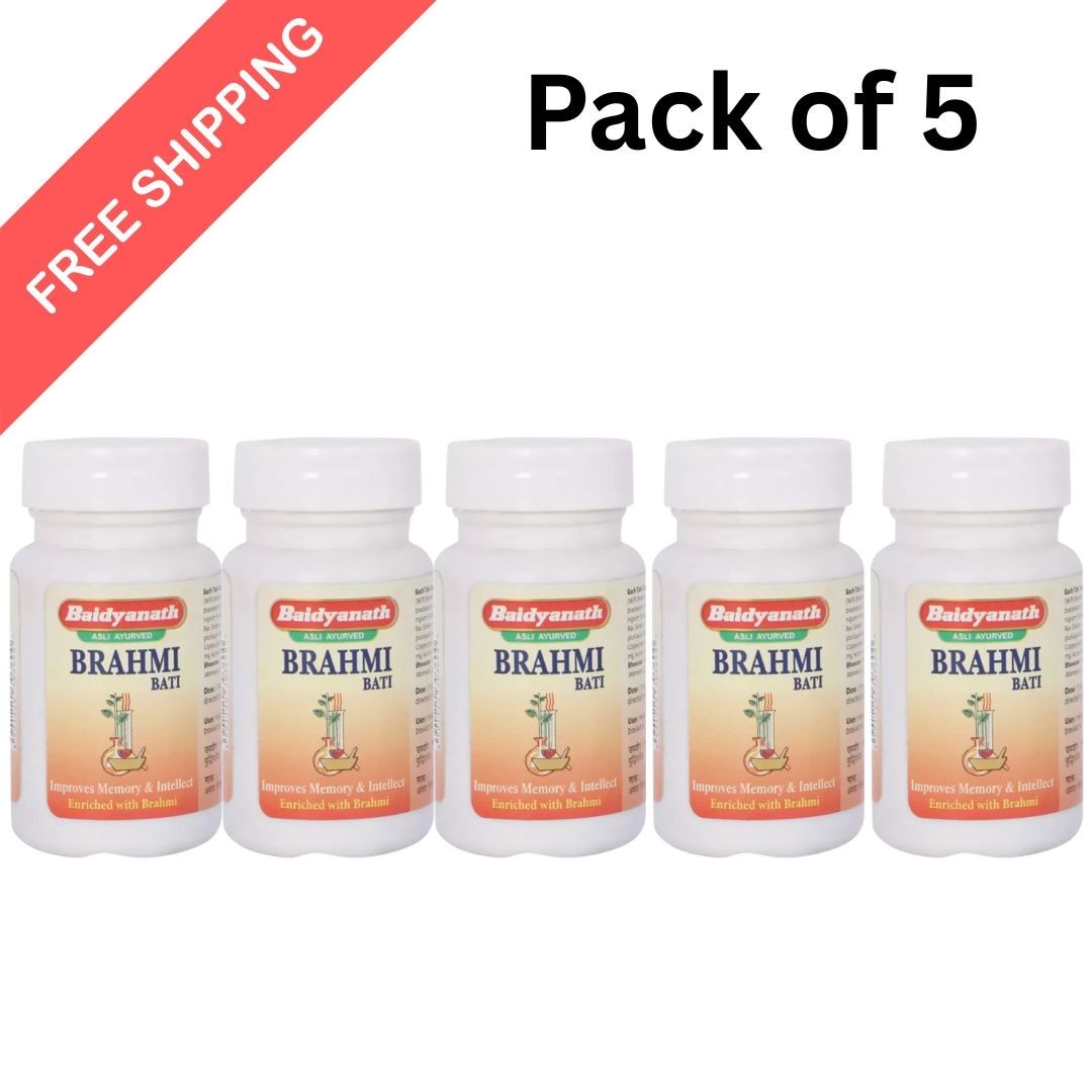 5X Baidyanath Brahmi Bati 80 Tablets Herbal Ayurvedic Memory Wellness