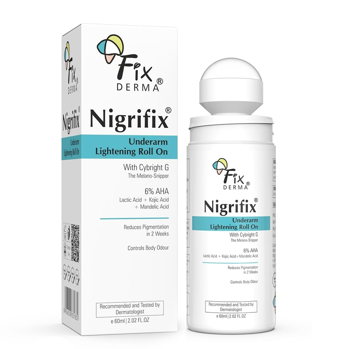 Fixderma Nigrifix Deodorant Underarm Roll-On 60ml AHA Brightening &amp; Exfoliating