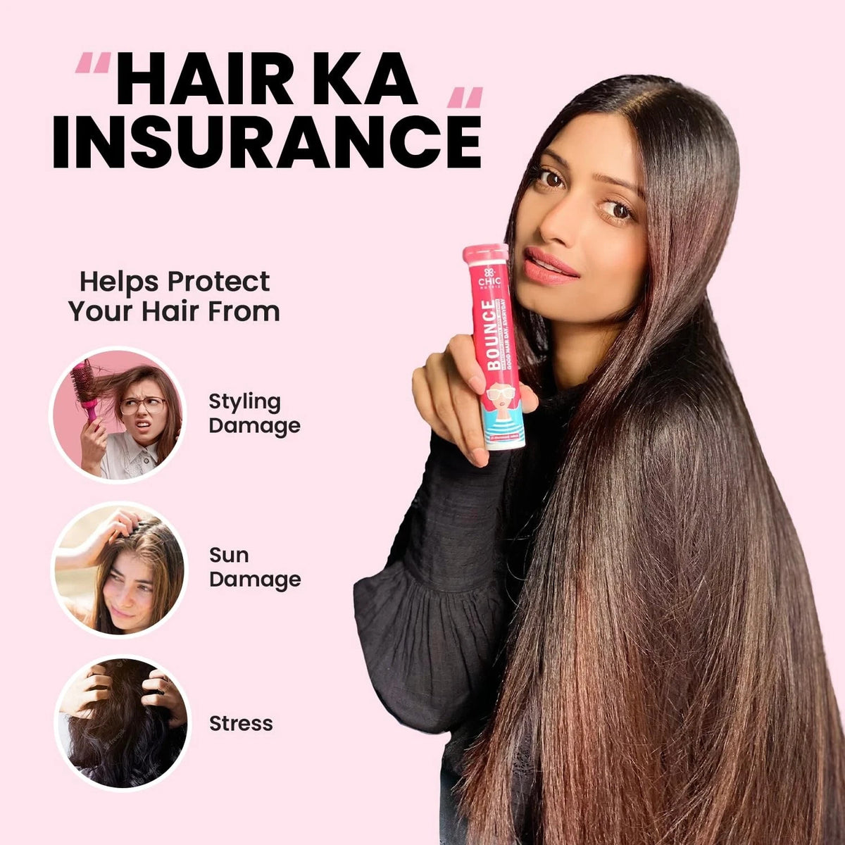 Chicnutrix Bounce Raspberry Biotin Selenium Hair Growth for Women 20 Tabs