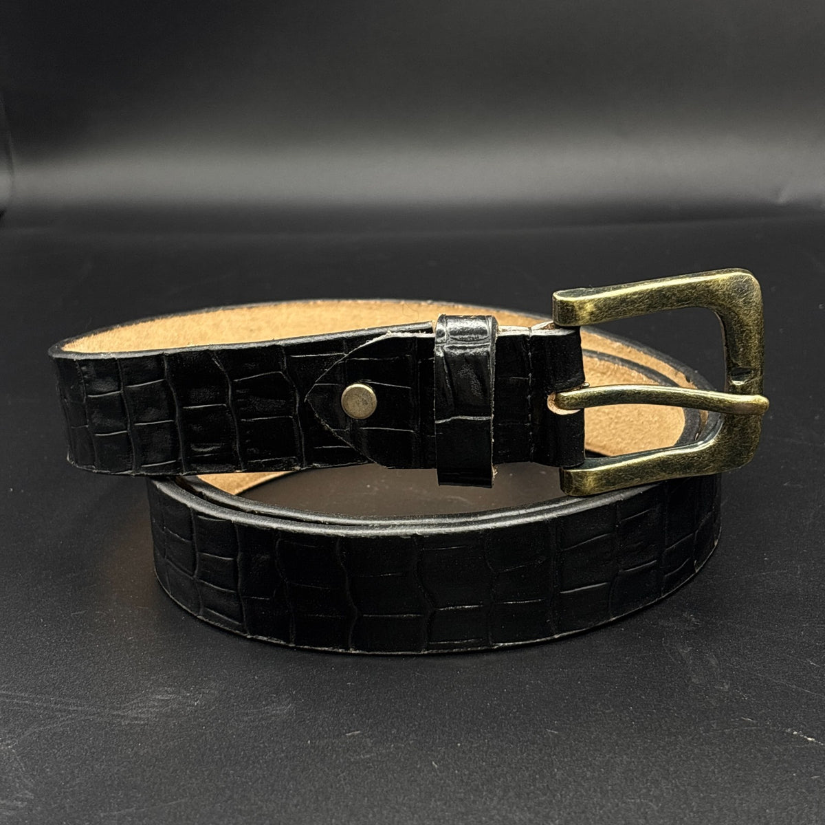 Black Genuine CROC LEATHER Men's Belt Multiple Sizes+Free Shipping