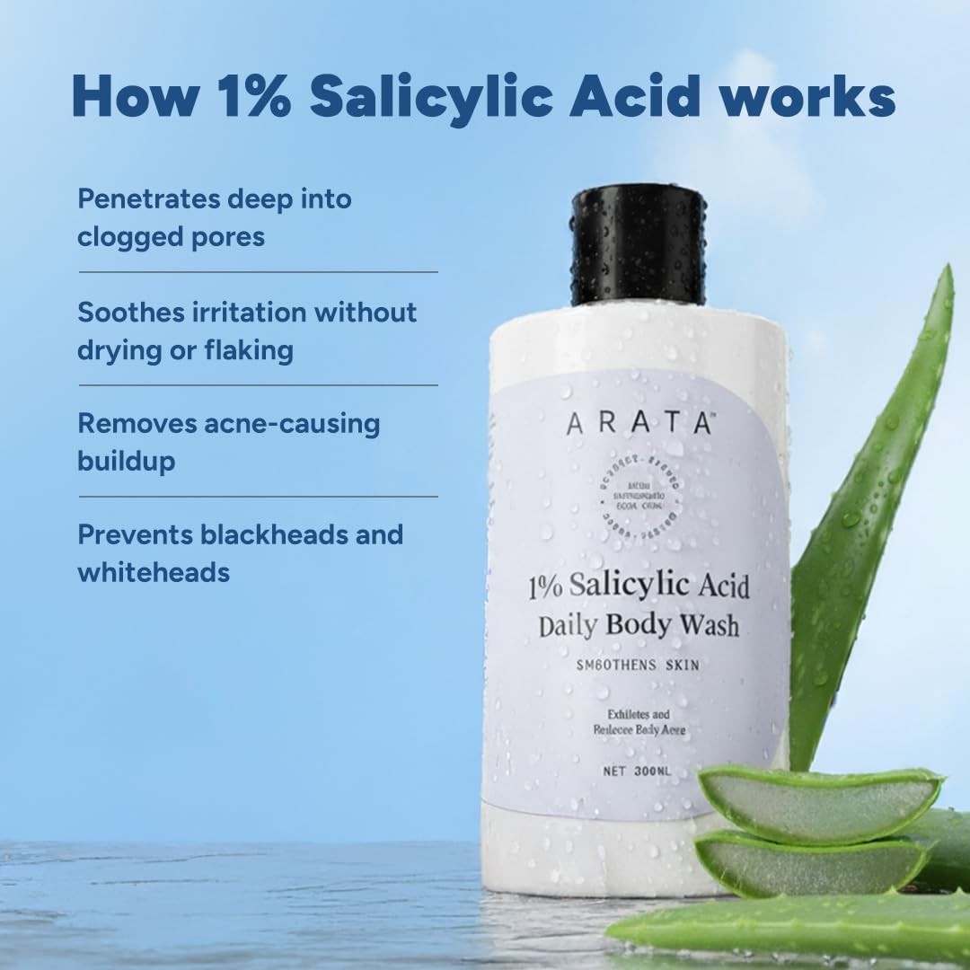 Arata 1% Salicylic Acid Body Wash 300ml Strawberry for Bacne &amp; Clear Skin