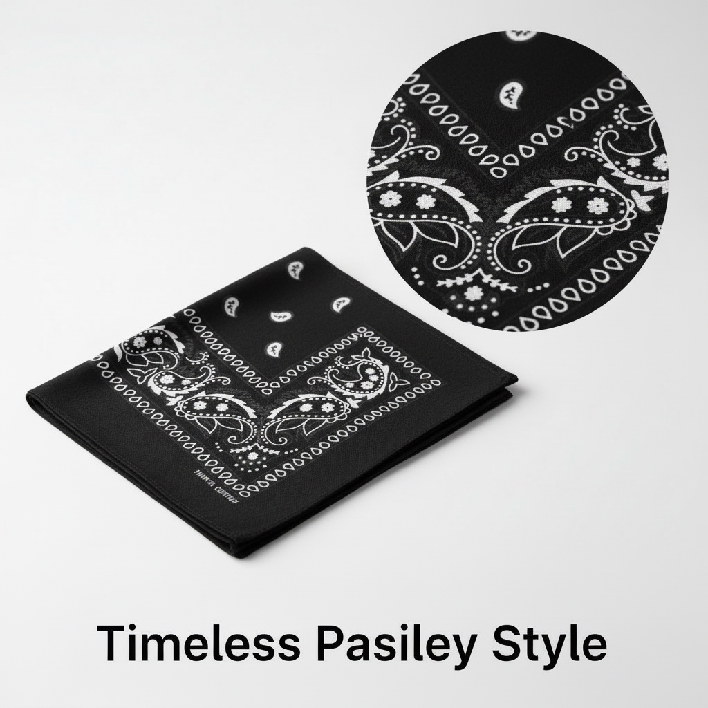 12 Black Bandana 100%Cotton Paisley Print Double-Sided Scarf Head Neck FaceMasks