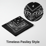 12 Black Bandana 100%Cotton Paisley Print Double-Sided Scarf Head Neck FaceMasks