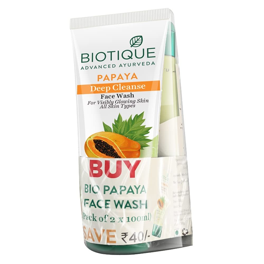 Biotique Papaya Deep Cleanse Face Wash Gentle Exfoliating Glowing Skin Herbal