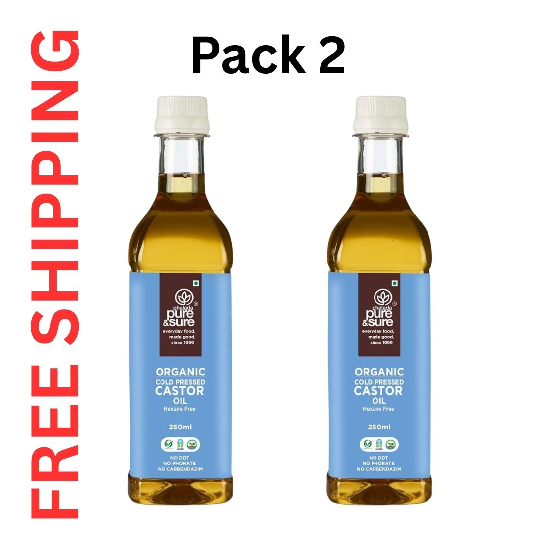 2Pure &amp; Sure Organic Cold Pressed Castor Oil 250ml For Hair Growth and Skin Care