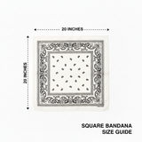 12 White Bandana 100%Cotton Paisley Print Double-Sided Scarf Head Neck FaceMasks