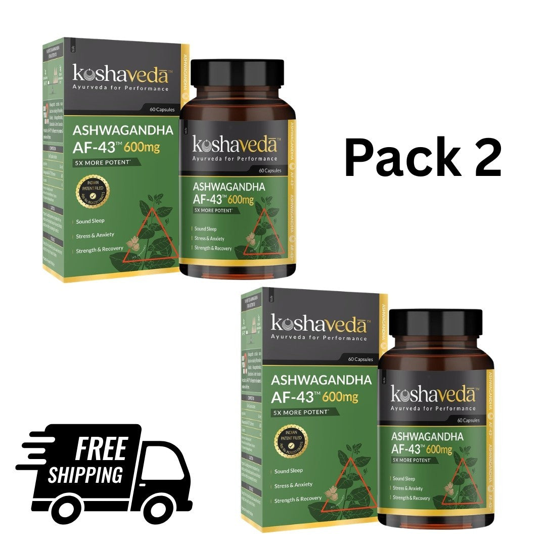 2 X Koshaveda Ashwagandha AF-43 600mg 60 Capsules- Stress Support, Sleep Balance