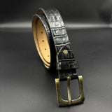 Black Genuine CROC LEATHER Men's Belt Multiple Sizes+Free Shipping