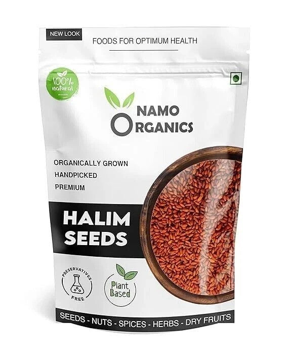 Namo Organics Halim Seeds, Aliv Seeds For Eating &amp; Hair Growth 400gm Organic