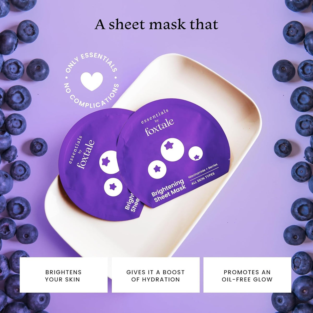 Foxtale Brightening Sheet Mask 26g Niacinamide &amp; Berries for Radiant Skin