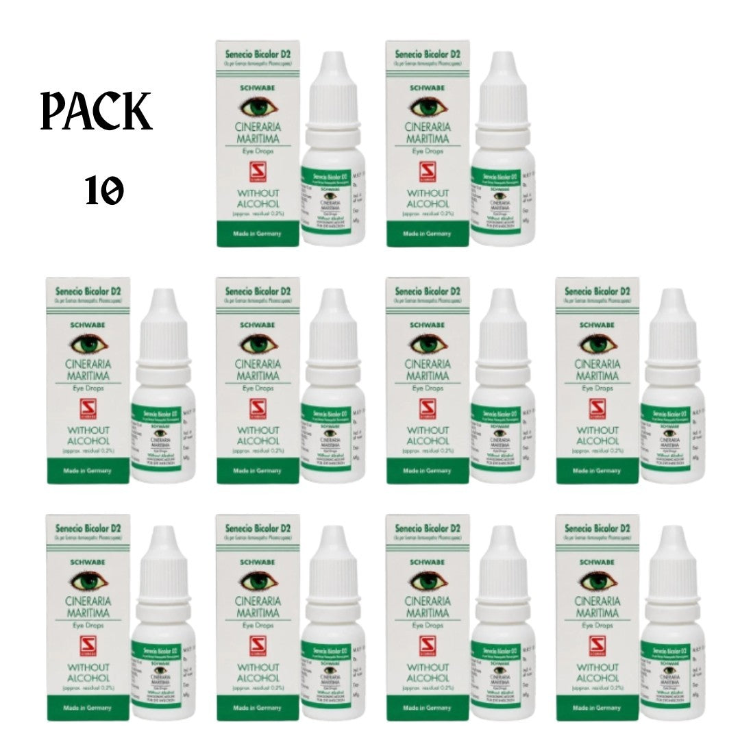 10 X Dr Willmar Schwabe Germany Cineraria Martima Drops Without Alcohol 10ml