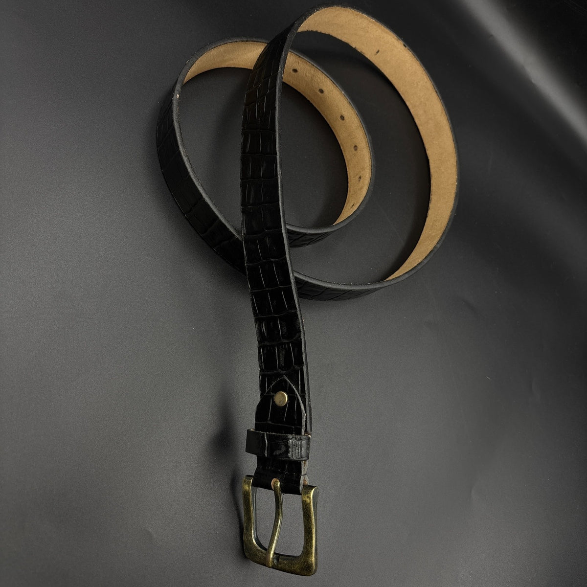 Black Genuine CROC LEATHER Men's Belt Multiple Sizes+Free Shipping