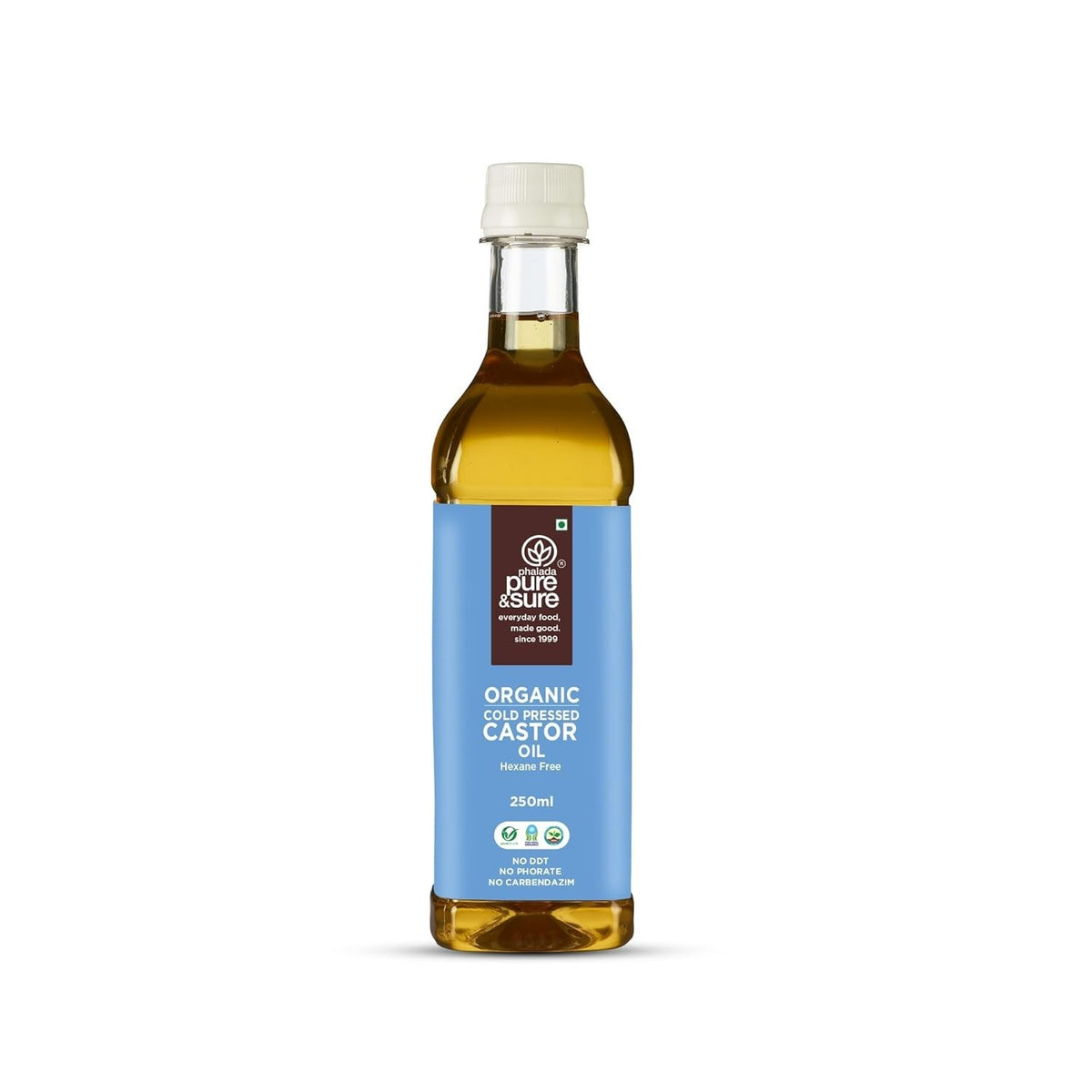 2Pure &amp; Sure Organic Cold Pressed Castor Oil 250ml For Hair Growth and Skin Care