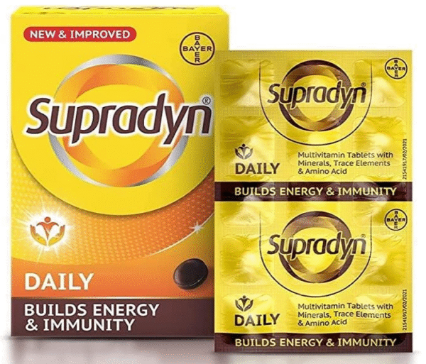 Porwalcart Supradyn Daily Multivitamin Tablets with Zinc (15 Strips), Brown, 225 Count