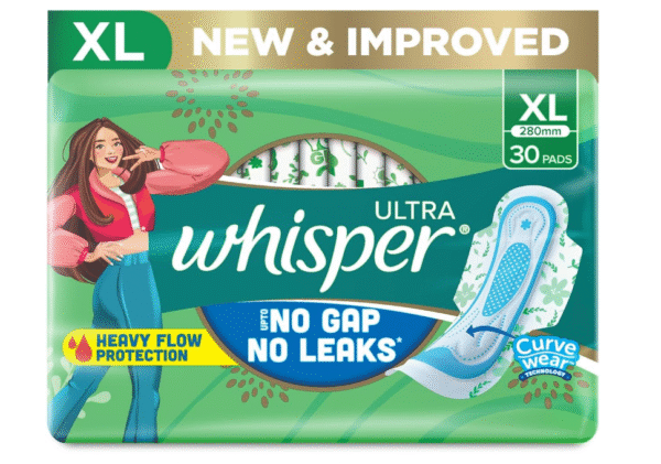 Whisper Ultra Clean Sanitary with Wings - 30 Pieces (XL)