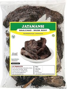 Front view of Jatamansi (Musk Root) pack showing dried root and clean herbal branding