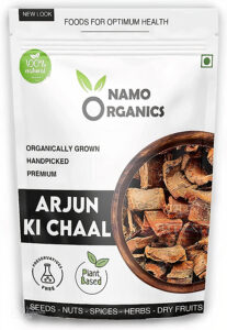 Front view of Organic Arjun ki Chaal 400g pack showing product name and clean Ayurvedic packaging