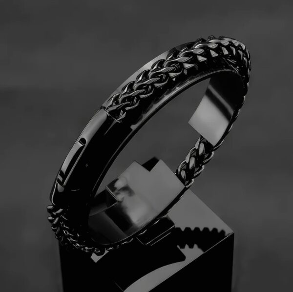 Men’s Black Braided Bracelet – Adjustable Stylish Wristband